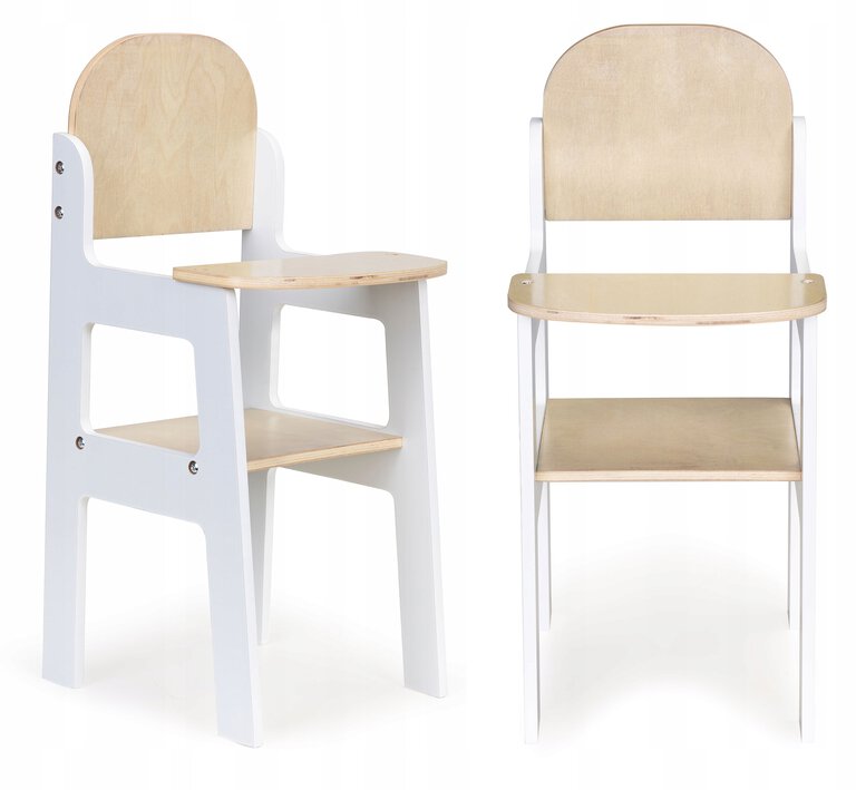 Drewniane krzesełko dla lalek fotelik do karmienia dla misi pluszaków ECOTOYS (1)