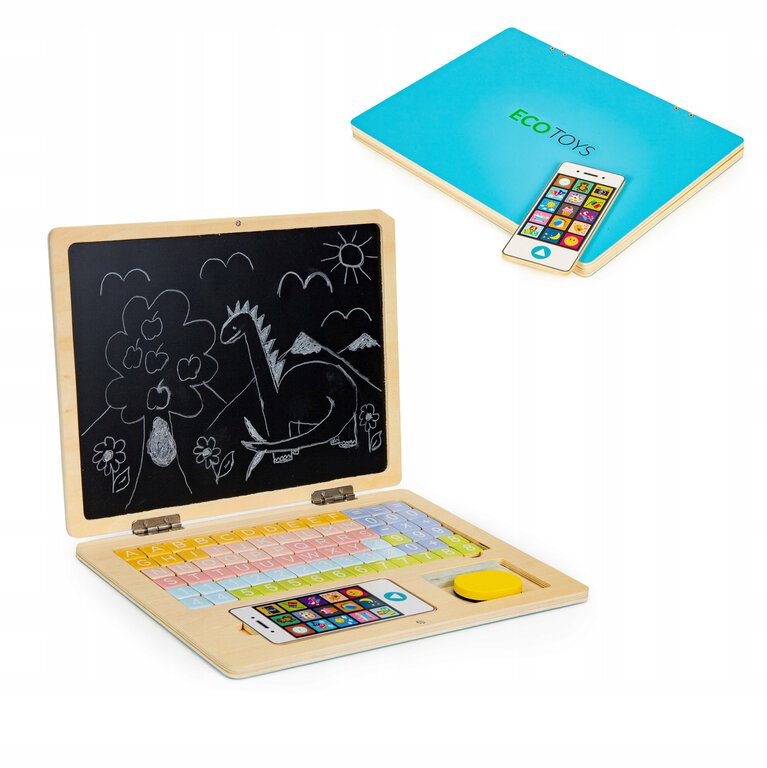 Tablica edukacyjna magnetyczna laptop litery cyfry ECOTOYS (1)