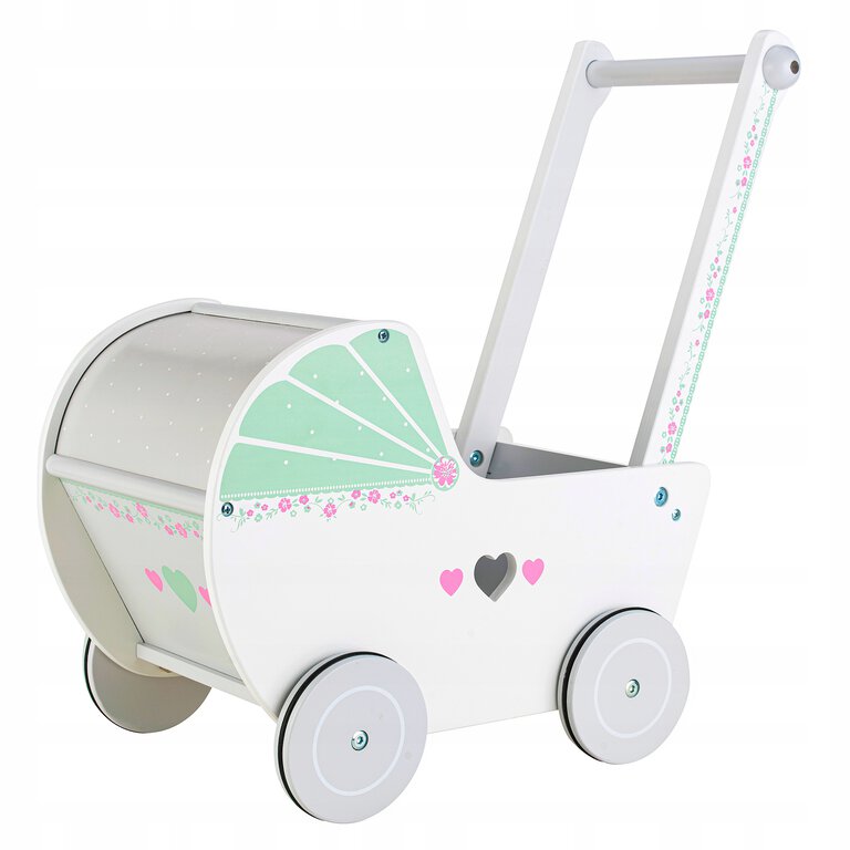 Drewniany wózek dla lalek pchacz chodzik ECOTOYS (1)