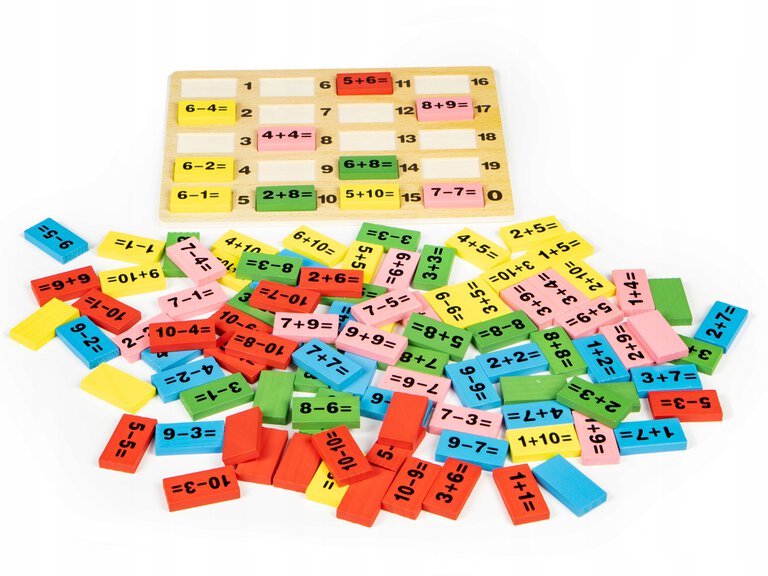 Klocki matematyczne z tablicą domino edukacyjne ECOTOYS (1)