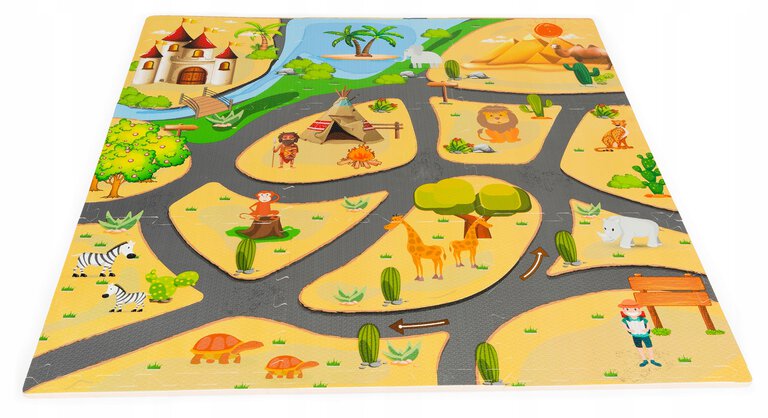 Mata piankowa dla dzieci puzzle safari 9el 93x93cm ECOTOYS (1)