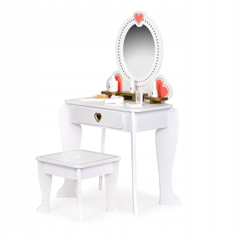 Toaletka dziecięca drewniana duża z lustrem dla dziewczynki ECOTOYS (1)