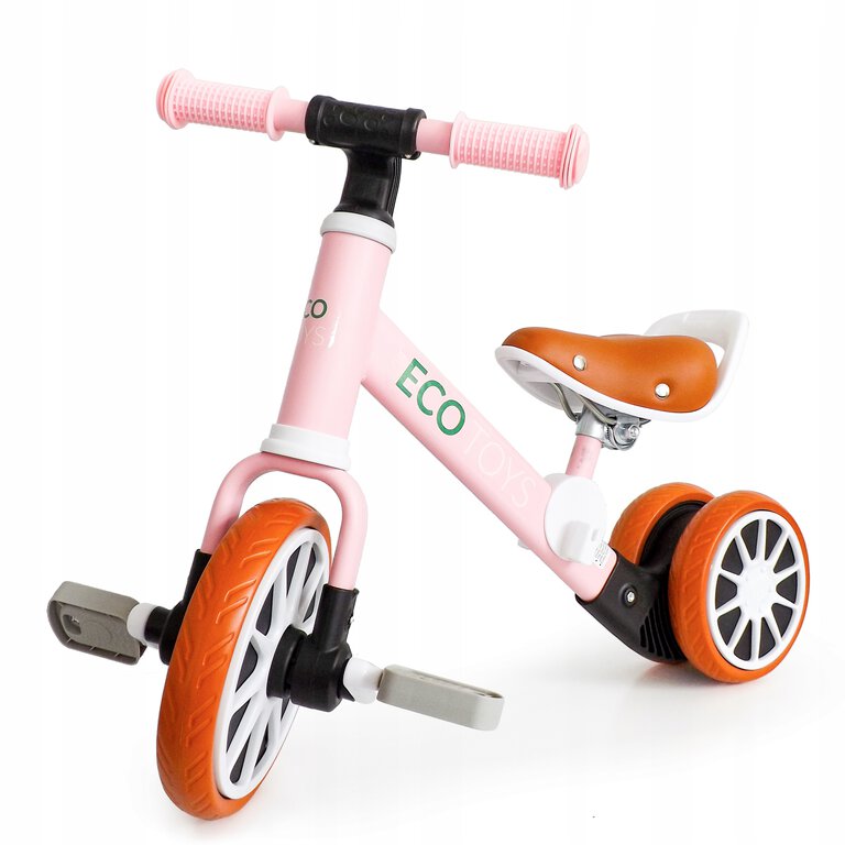 Rower rowerek trójkołowy biegowy z pedałami 2w1 Różowy ECOTOYS (1)