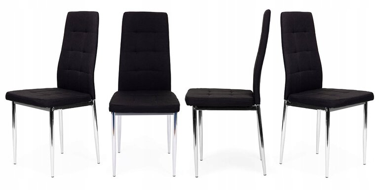 Krzesła tapicerowane czarne pikowane 4x krzesło do salonu jadalni ModernHome (1)