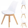 Zestaw 4 krzeseł do salonu jadalni z poduszką Białe ModernHome (1)