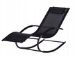 Leżak ogrodowy leżanka fotel bujany czarny (3)