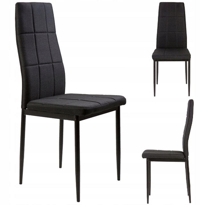 Zestaw krzesła tapicerowane do jadalni i salonu 4szt czarne (1)