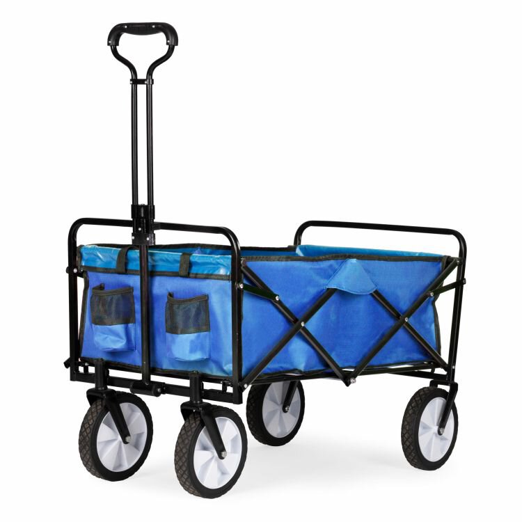 Składany wózek ogrodowy plażowy turystyczny transportowy Niebieski (1)