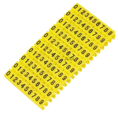 Oznaczniki przewodów 6mm NUMERY (0-9) żółte 1kpl.