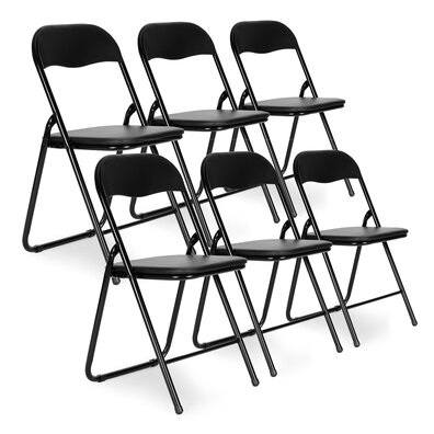 Zestaw 6 krzeseł składane cateringowe ogrodowe czarne ekoskóra